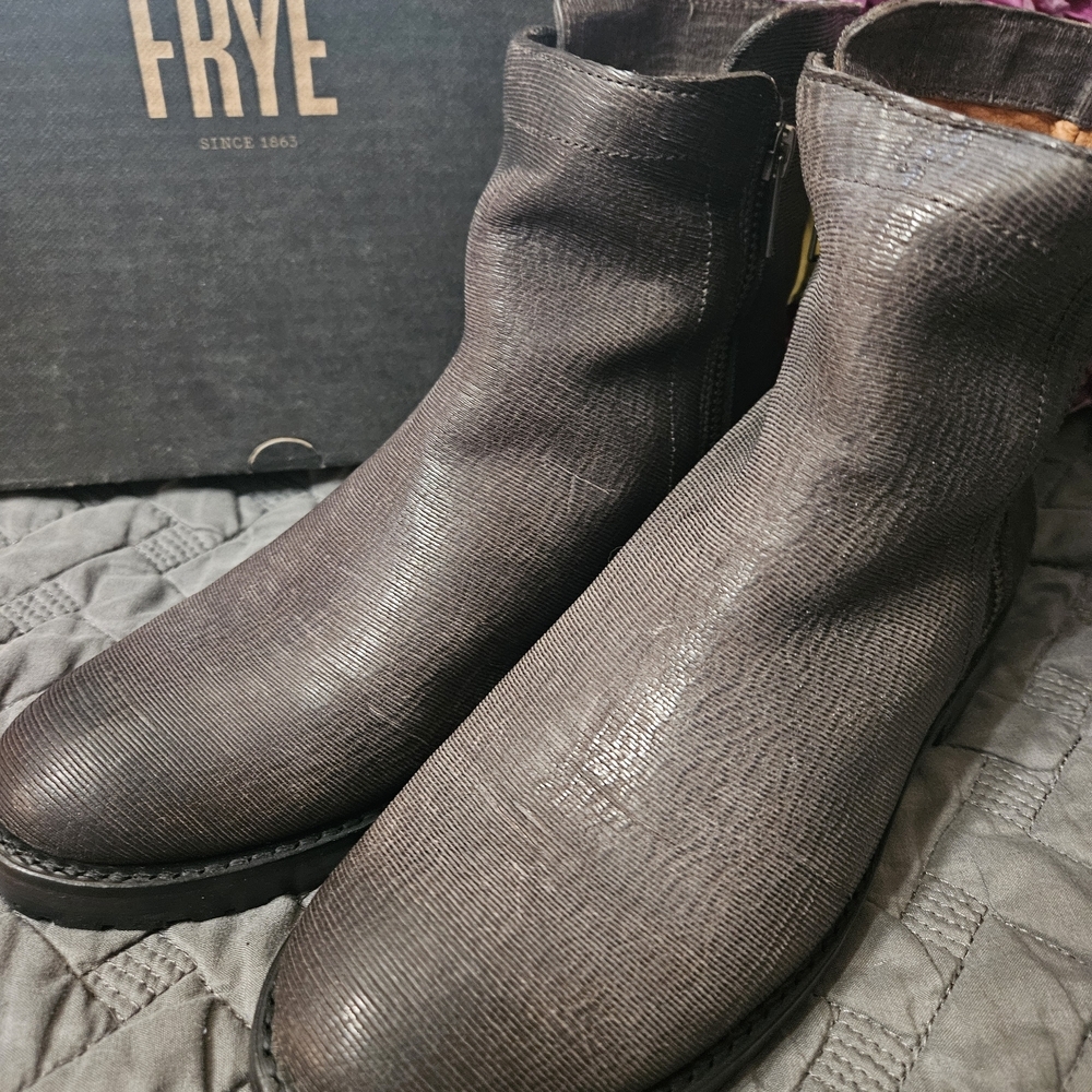Frye Natalie Double Zip Charco Leather Boots Womens 6.5 NIB